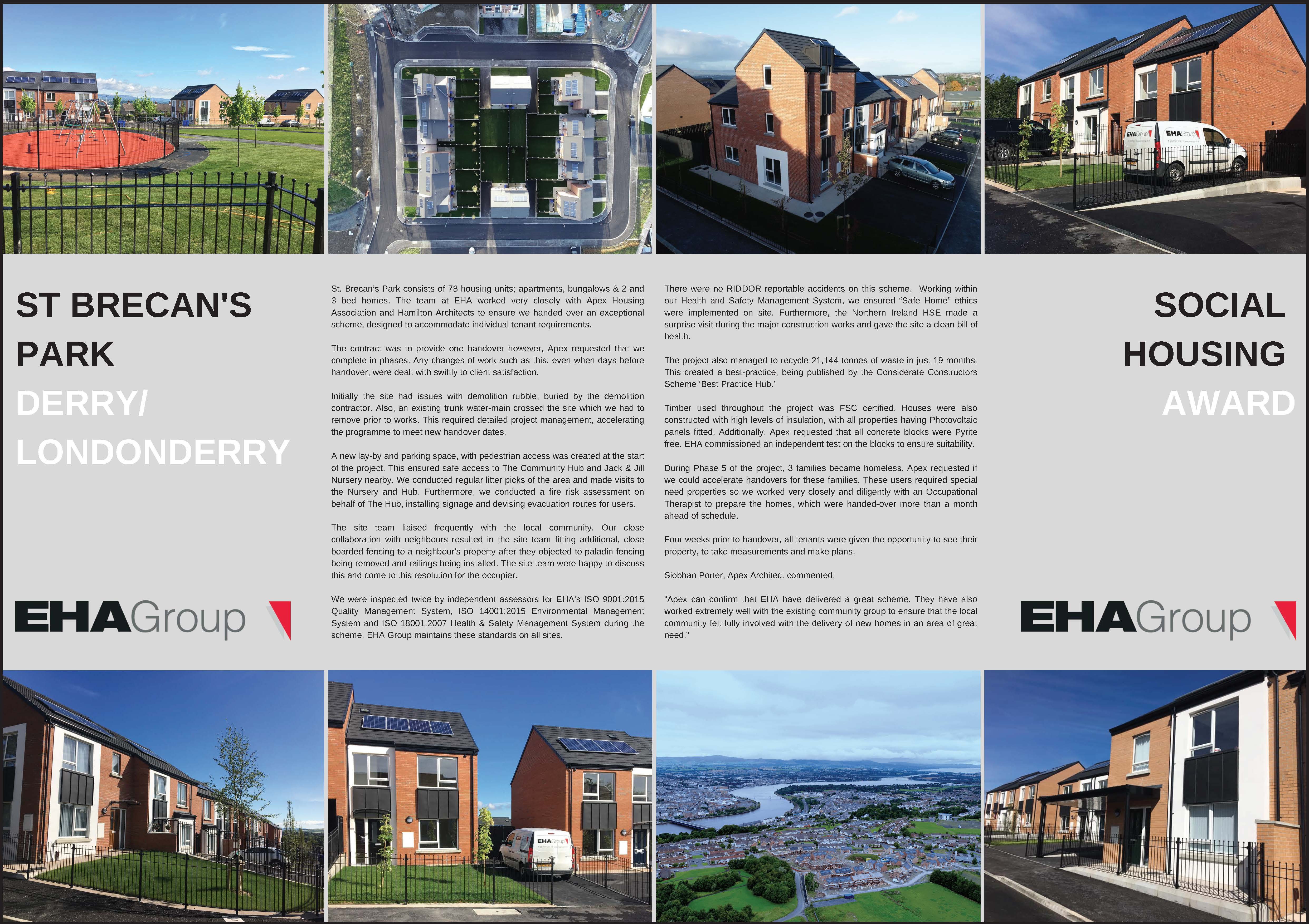 Presentation Board for St Brecan's Park for CEF Construction Excellence Awards